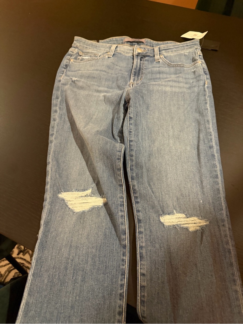 Joe's Jeans Light Wash Straight Leg Distressed Knee Jeans